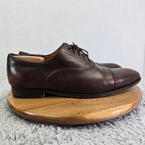 Jack Erwin Brown Leather Business Casual Cap Toe Oxford Dress Shoe Mens 11.5 - Picture 3 of 15